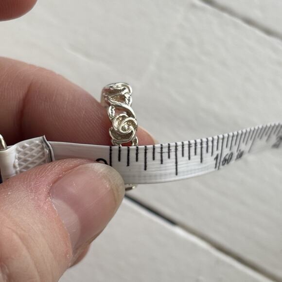 Vintage Sterling Silver Filigree Rose Floral Ring Band Size 6.75 SSBY Jewelry - Picture 4 of 6